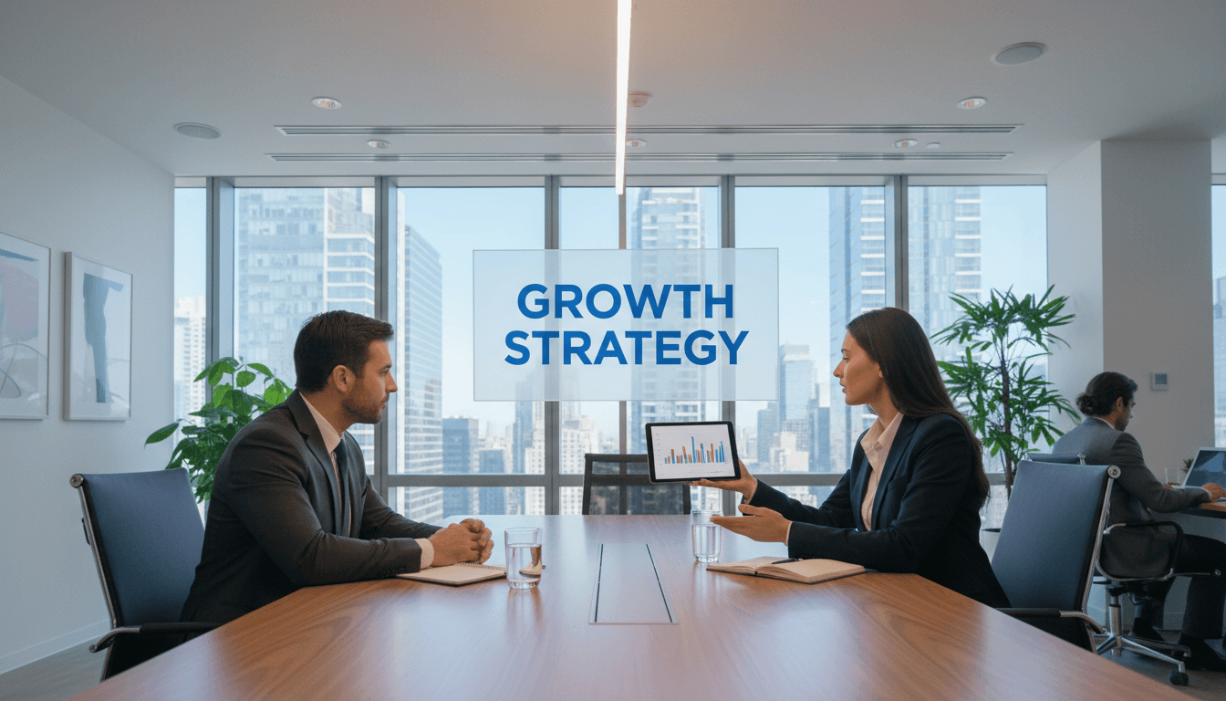 Business consultant in a private meeting with an entrepreneur in a modern office